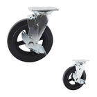 8 Inch Big Black Rubber Wheel Swivel Plate Side Lock Hollow Core Heavy Duty Castors For Industrial Trolleys