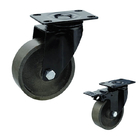 100mm Top Plate Black Bracket Cast Iron Swivel Castor Wheels