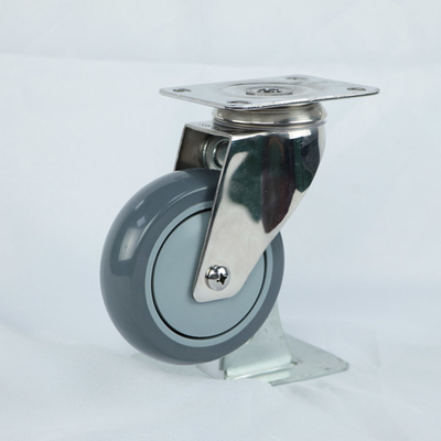 4 Inch SS Silent Wheel Plate Type Swivel Polyurethane Stainless Steel Castor Wheels Medium Duty