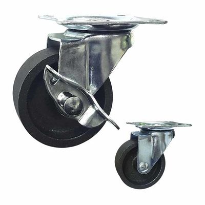 75mm Cast Iron Light Duty Casters 360 Degree Rotating With Side Locking
