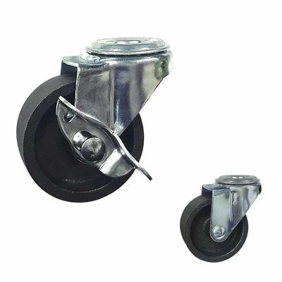 75mm Cast Iron Light Duty Casters 360 Degree Rotating With Side Locking