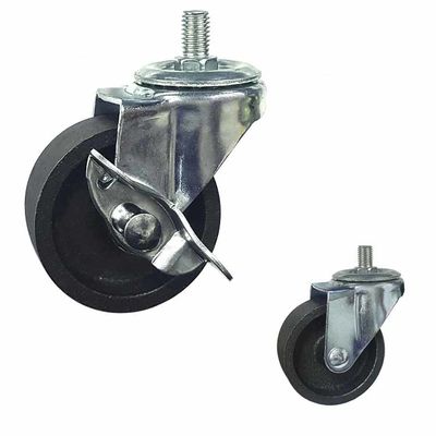 75mm Cast Iron Light Duty Casters 360 Degree Rotating With Side Locking
