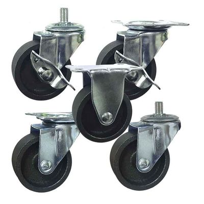 75mm Cast Iron Light Duty Casters 360 Degree Rotating With Side Locking