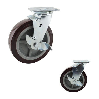 Polyurethane 660LBS 8 Inch Side Brake Heavy Duty Casters