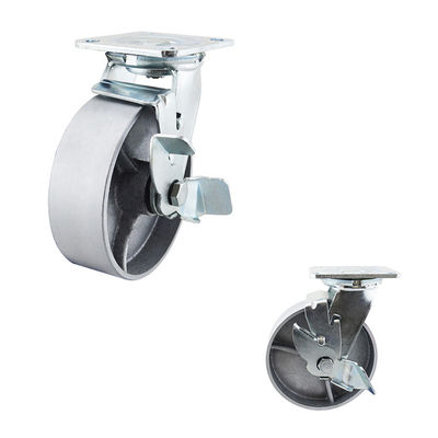 Top Plate Steel Wheel 280kg Capacity Side Lock 150mm Castor Wheels