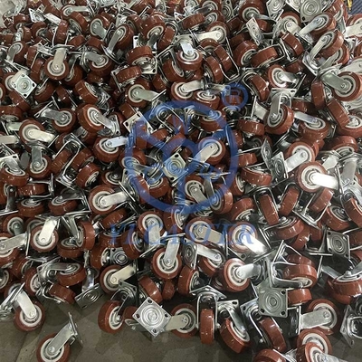 OEM Dark Red Polyurethane Wheel 230kg 5 Inch Swivel Casters