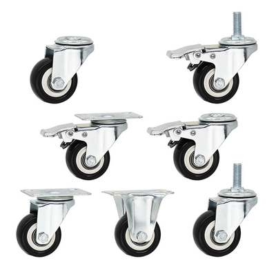 360 Dgree Rotating PVC Swivel Locking Castors 2" Bolt Hole Wheels With Double Ball Bearing