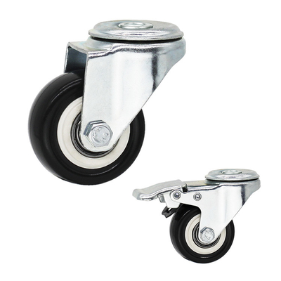 360 Dgree Rotating PVC Swivel Locking Castors 2" Bolt Hole Wheels With Double Ball Bearing