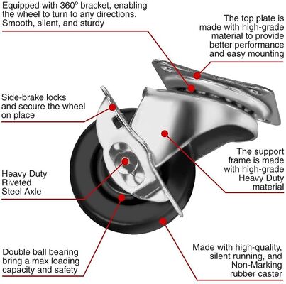 볼 베어링 및 솔리드 코어 휠이 장착된 플레이트 마운트 나일론 캐스터 - 내구성이 뛰어난 산업용 등급의 고하중 이동 솔루션