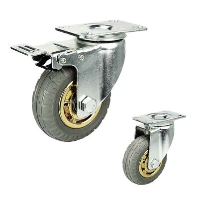 ISO9001 70kg 로딩 4 인치 고무 바퀴 소음 낮음