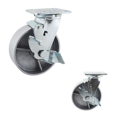 Top Plate Steel Wheel 280kg Capacity Side Lock 150mm Castor Wheels
