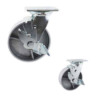 Top Plate Steel Wheel 280kg Capacity Side Lock 150mm Castor Wheels